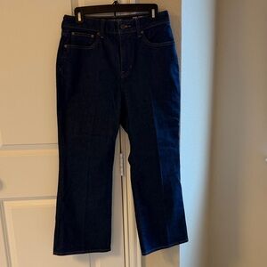 J. Crew Dark Indigo Curvy Cropped Kickout, 28 Petite